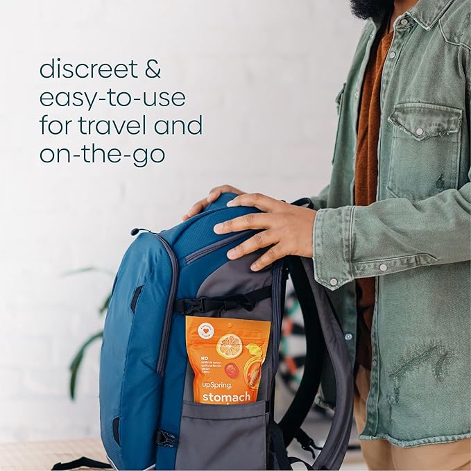 UpSpring Stomach Settle Drops for Occasional Nausea Relief and Morning Sickness with Ginger, Lemon, Spearmint, and B6. Individually Wrapped Drops, 55 Ct(Packaging May Vary)