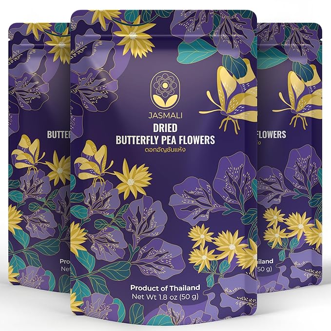 Jasmali Butterfly Pea Flower Tea - 1.8 oz Loose Leaf, Herbal, Caffeine Free, Vegan, Gluten Free, Thai Organic