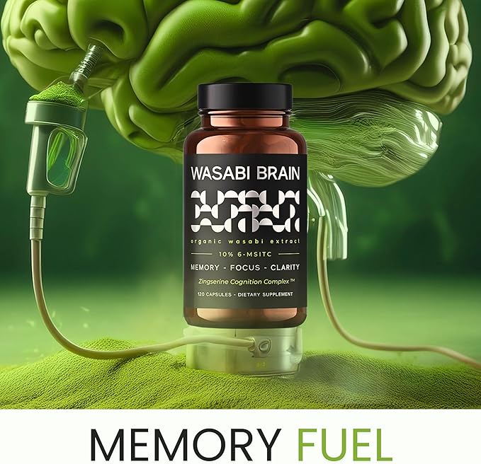 Organic Wasabi Extract + Zingserine Cognition (2 Month Supply) The Most Targeted Memory Supplement - Superior Clinical Evidence to Vinpocetine, Apoaequorin, Nuriva, Prevegen & Ginkgo