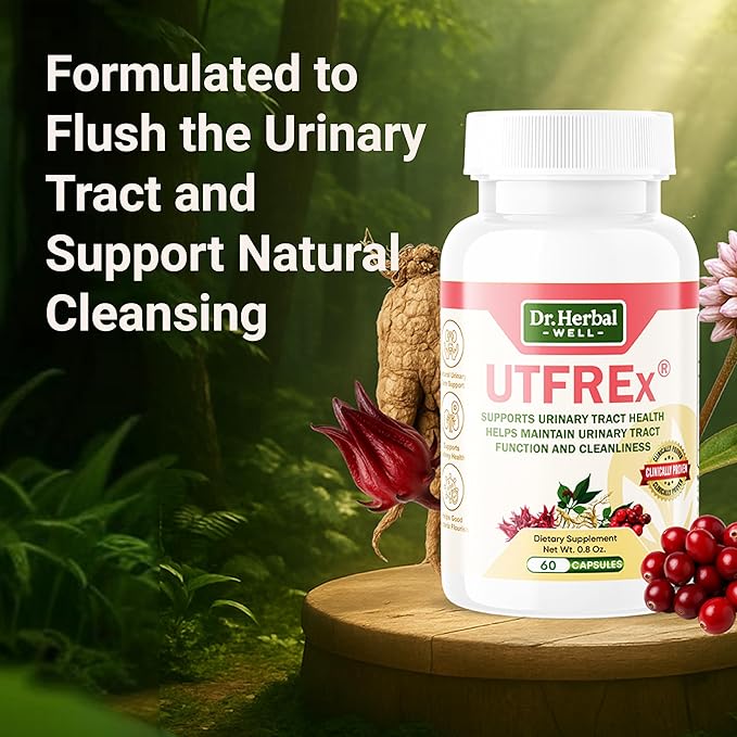 UTFREX Clinically Proven Urinary Tract UTI Health Supplement Natural Support Cleanse Flush Protect (No Probiotics & D-Mannose) – 60 Capsules