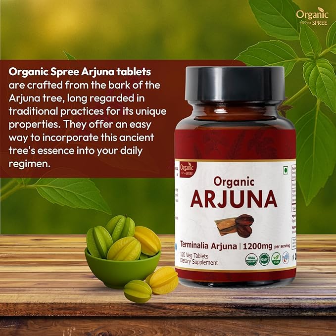 Arjuna 120 Tablets – USDA Organic Terminalia Arjuna Supplement – Supports Heart & Cardiovascular Health*
