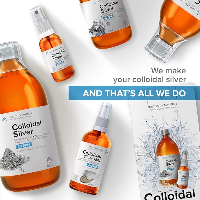 Premium Colloidal Silver ● Optimal Concentration Formula, Smaller Particles, Better Results ● Laboratory Certified ● Liquid Silver Made in EU ● Free Spray Bottle to Fill & Ebook (34 fl oz)