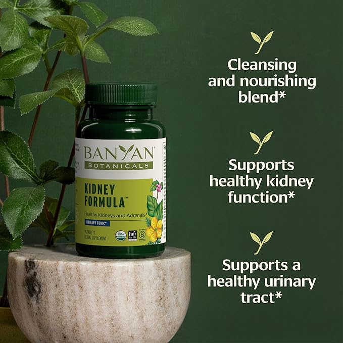 Banyan Botanicals Kidney Formula – Organic Kidney Supplement with Gokshura – Rejuvenating Herbal Blend to Support Kidneys and Urinary Tract Balance* – 90 Tablets – Non-GMO Sustainably Sourced Vegan