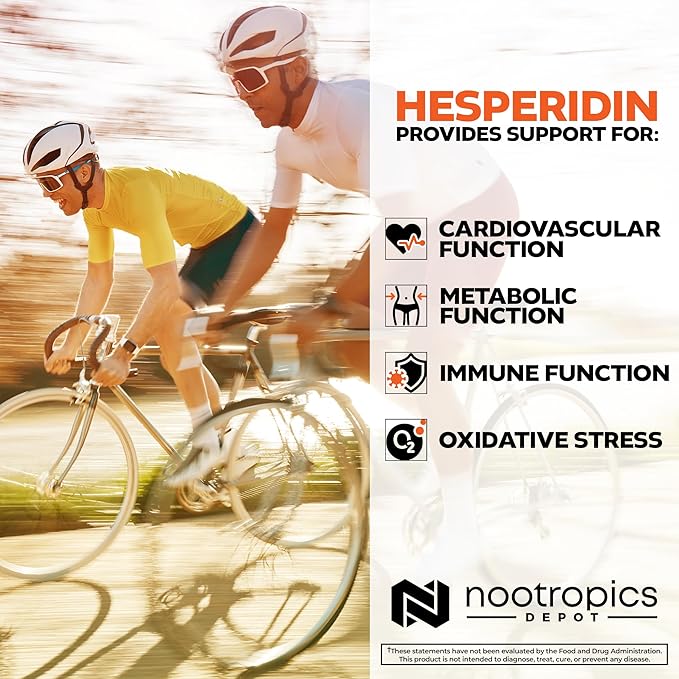 Nootropics Depot Hesperidin Capsules | 500mg | 60 Count | 90% Extract | Citrus aurantium | Supports Metabolic Function + Cardiovascular Health