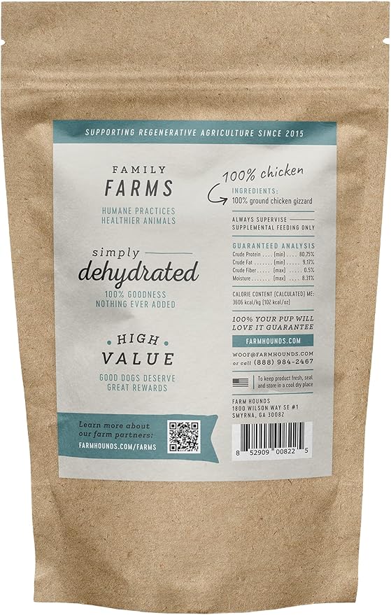 Farm Hounds - Chicken Gizzards - Premium Natural Jerky for Dogs - 100% Humanely Raised Chicken - Break-to-Size - Great for Training & Treats - No Added Fillers - Made in USA - 4oz -1 Pack