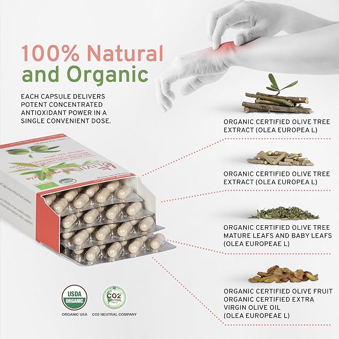 Organic Olive Leaf Extract Supplement for Women and Men by OLIVIE | DermaPsoria Supplement for Psoriasis, Eczema, Hyperpigmentation | Olive Oil Capsules | Antioxidant Polyphenols | 80 Vegetal Capsules