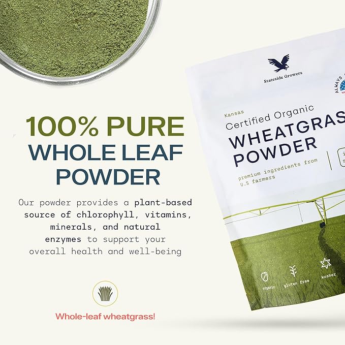 Organic Wheatgrass Powder - 100% Whole-Leaf Powder for Energy, Detox & Immunity Support - Rich in Immune Vitamins, Fibers, and Minerals - Vegan-Friendly, Raw & Gluten-Free (8 Ounce)