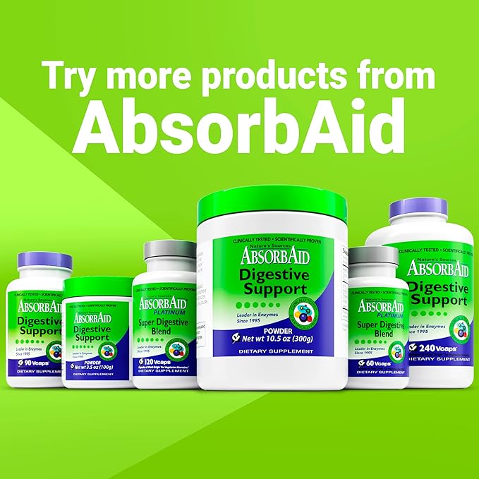 AbsorbAid Digestive Enzymes 300 Grams, Proven to Increase Vital Nutrient Absorption by up to 71%
