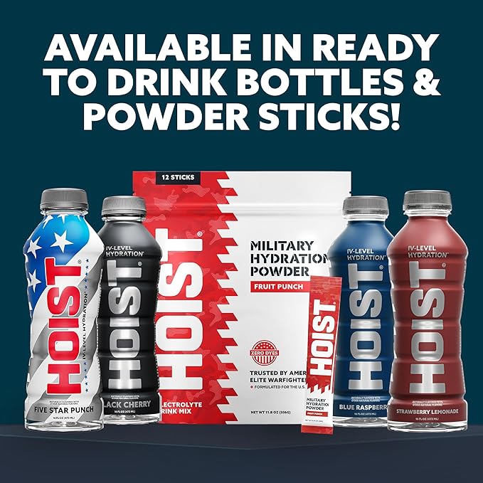HOIST Premium Military Hydration Electrolyte Drink, Powerful IV-Level Hydration, Clinically Proven Performance Drink, Variety Pack, 16 Fl Oz (Pack of 12)