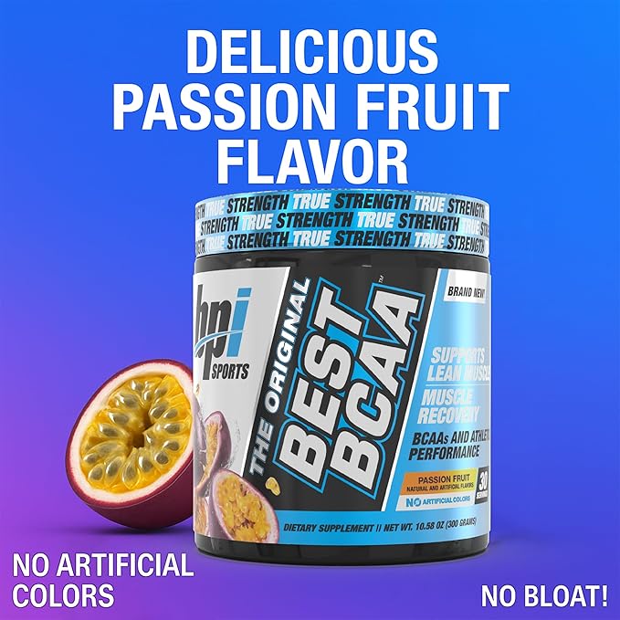 BPI Sports Best BCAA Powder - Muscle Recovery Support - Branched Chain Amino Acids | Building Blocks of Protein and Muscle - Post Workout Recovery – Hydration - Passion Fruit, 30 Servings