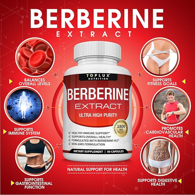 Berberine Supplement 1800mg - Berberine HCL 97% Tested Ultra High Purity Premium Berberine Extract to Support Overall Health, High Potency Berberine Plus Non-GMO Vegan Men Women, 90 Capsules