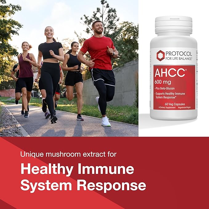 Protocol AHCC 600 mg - Liver & Immune Support Supplement with Beta-Glucan* - May Aid Cellular Health & Stress* - Vegan, Dairy Free & Nut Free - 60 Veg Caps