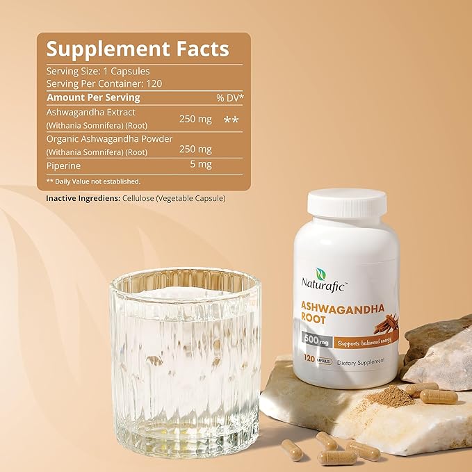 Ashwagandha Root Capsules 500mg β 120 Vegan Capsules | Traditionally Used Herb | Non-GMO, Gluten-Free | Herbal Supplement | Plant-Based Wellness Support