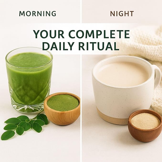 Organic Moringa & Ashwagandha Powder Bundle โ 1 lb (454g) Each โ USDA Organic Herbal Superfood Adaptogens for Energy, Stress Relief, Focus, Immune Support โ Vegan, Non-GMO Supplement for Daily Use