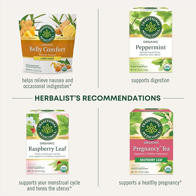 Traditional Medicinals Lozenges, Organic Morning Ease Lemon Ginger, Relieves Nausea & Morning Sickness Associated w/Normal Pregnancy, 30 Individually Wrapped Lozenges