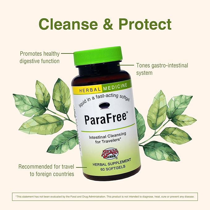 Herbs Etc. ParaFree - Gastrointestinal Support Supplement to Aid Intestinal Cleansing - Digestive Herbal Supplement with Wormwood, Quassia & Male Fern - 60 Softgels (60 Servings)