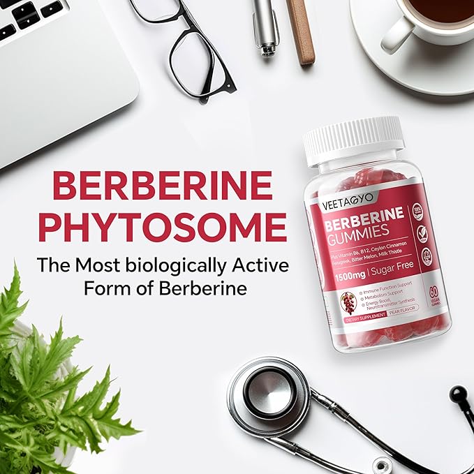 Berberine Supplement 1500mg,Sugar Free Berberine with Ceylon Cinnamon Gummies,Chromium,Turmeric, Fenugreek for Naturally Metabolism Balanced, Berberine HCl from Indian Barberry Extract, 120 Cts