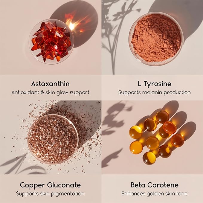 Tanova Tanning Pills – Supports a Natural Golden Glow, Skin Resilience & Anti-Aging Against Sun-Induced Oxidative Stress – with Astaxanthin, L-Tyrosine, Copper & Polypodium Leucotomos – 60 Capsules