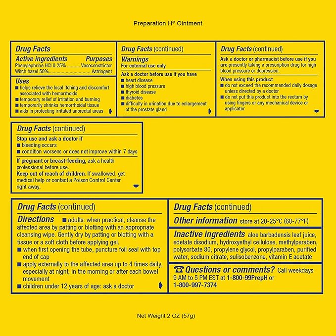PREPARATION H Hemorrhoid Symptom Treatment Ointment, Itching, Burning & Discomfort Relief, Tube (2.0 Ounce)