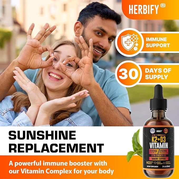 Vitamin D3 K2 Drops – Liquid Vitamins for Women, Men & Teen - Bone Strength Supplements - D3 K2 Mt Vitamins for Immune Support & Heart Health - Vitamin D3 10000 Iu Liquid K2 Drops – 2 oz