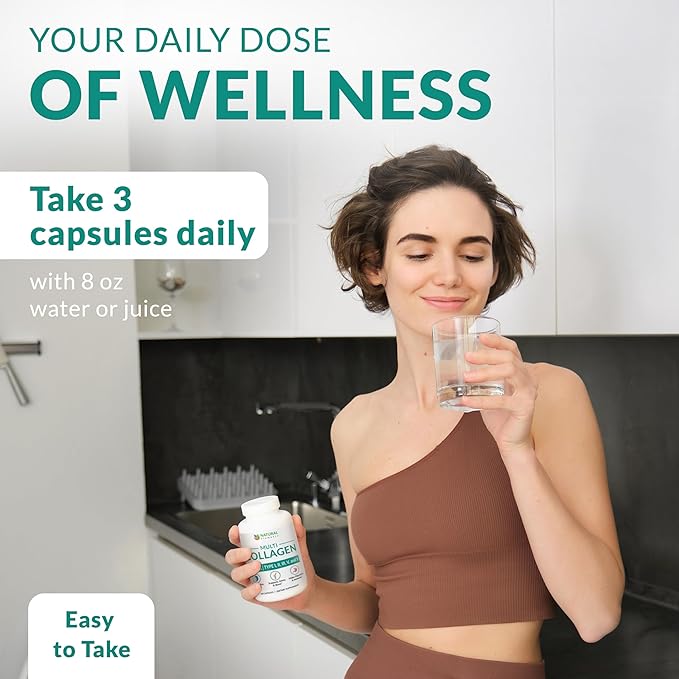 Multi Collagen 180 Protein Capsules - Type I, II, III, V, X Collagen Pills - Proprietary Blend of Eggshell, Chicken, Wild Fish & Grass-Fed Beef Collagen Peptides - 2025mg per serv