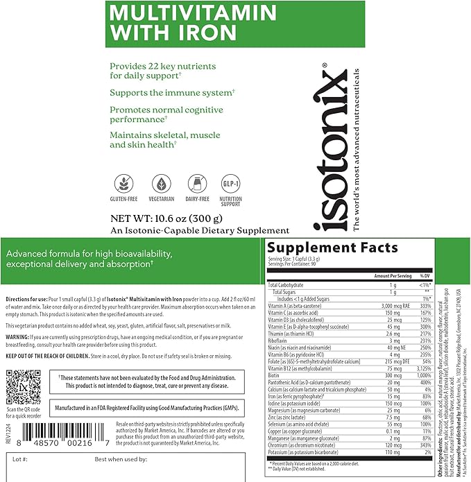 Isotonix Daily Essentials Kit with Iron – Multivitamin, Calcium, B-Complex, and OPC-3 for Overall Health, Energy, and Bone Support – 4-Piece Set – Easy-to-Absorb Liquid Supplements(90 ct)