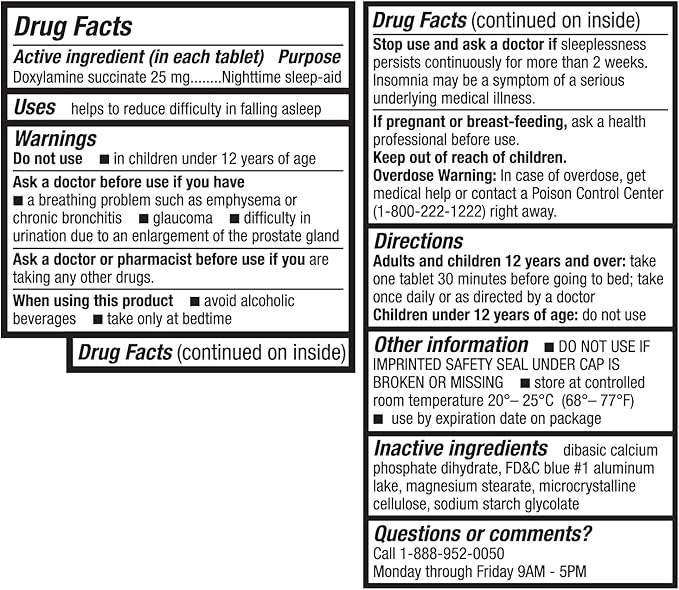 HealthA2Z® Sleep Aid | Doxylamine Succinate 25mg | Non Habit-Forming (40 Counts (Pack of 1))