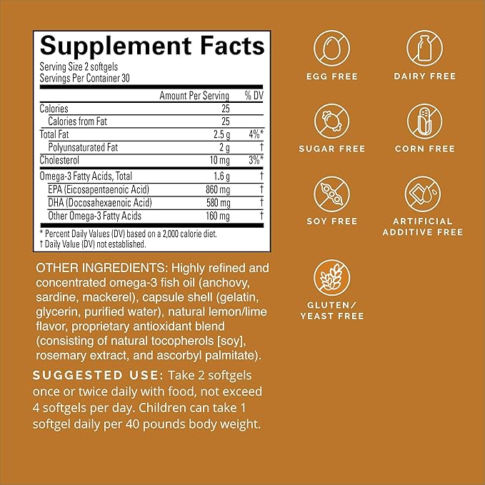 BrainMD Dr Amen Omega-3 Power - 60 Capsules, Pack of 2 - Joint & Immune Support Supplement - Contains DHA & EPA - Gluten Free - 60 Total Servings