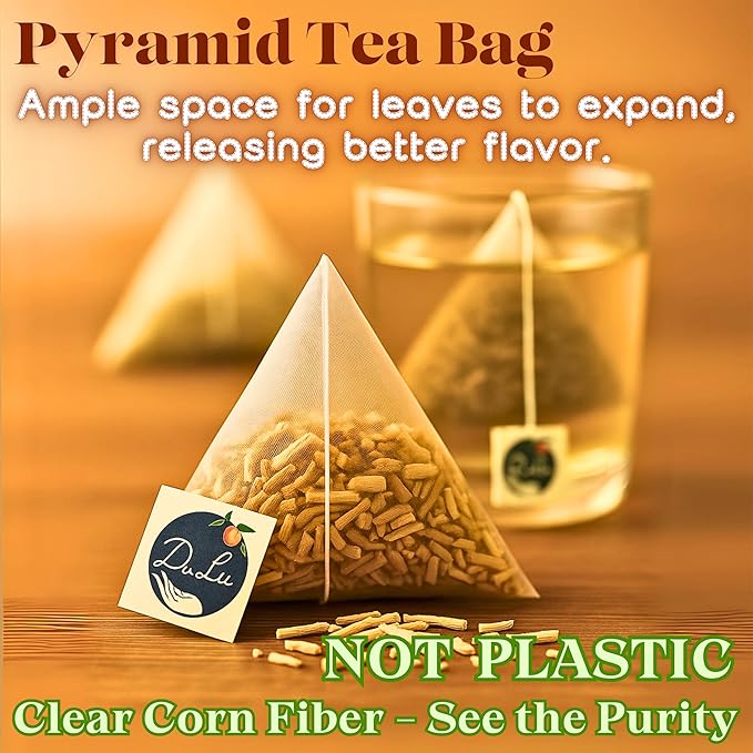 Dr. Lu Organic Turmeric Ginger Cinnamon Tea | Tropical Wild Roots & Bark from South Asia | 100% Natural Digestive & Warming Support | 30 x 3g Potent Root Blend Corn Fiber Pyramid Bags (No Plastic, No Nylon) (30 Count (Pack of 1), Ashwagandha)