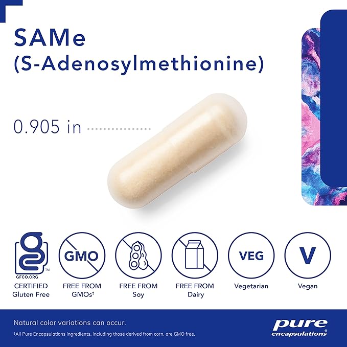 Pure Encapsulations SAMe S-Adenosylmethionine 180's - Supports Joint Health & Glutathione Production* - Gluten Free & Non-GMO - 60 Capsules