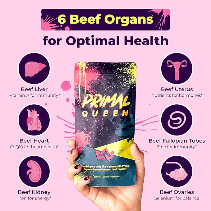 Female-Optimized Beef Organ Superfood Supplement – Grass-Fed, Pasture-Raised Beef Liver, Kidney, Heart, & More – Hormone Balance & Energy for Women – Pack of 2