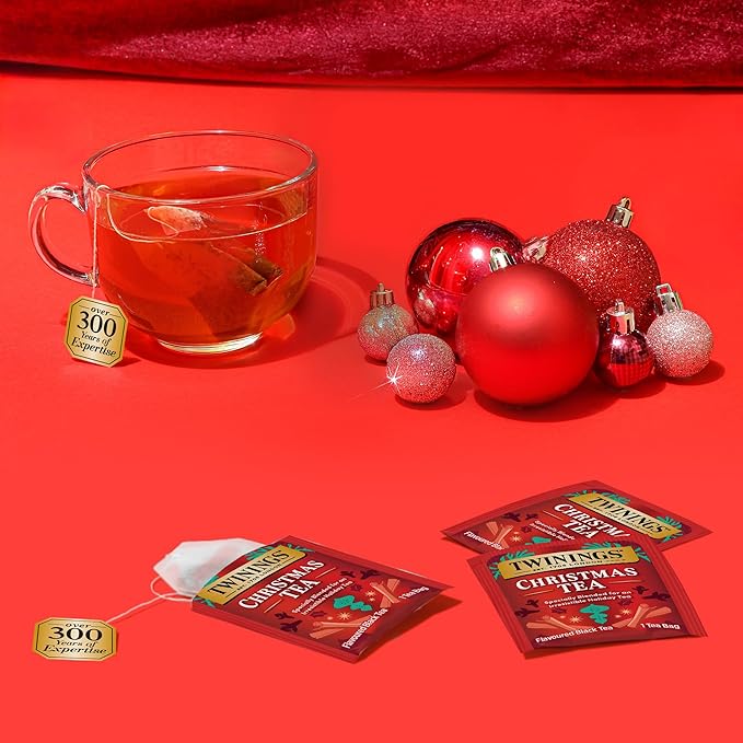 Twinings Christmas Black Tea Individually Wrapped Bags, 20 Count (Pack of 6), Aromatic Cinnamon & Clove, Caffeinated, Enjoy Hot or Iced, 120 Teabags