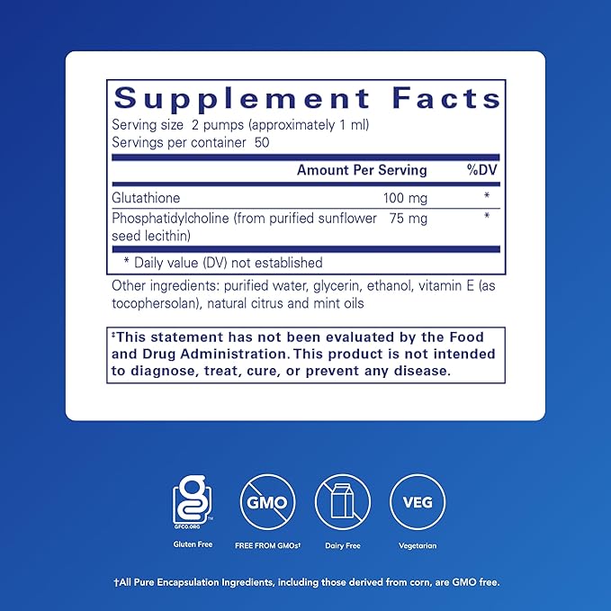 Pure Encapsulations Liposomal Glutathione Liquid | Enhanced Absorption Liposomal Glutathione to Support Antioxidant Defense, Detoxification and Cellular Function | 1.7 fl. oz.