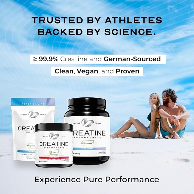 Muscle Feast Creapure Creatine Monohydrate Powder, Vegan Keto Friendly Gluten-Free Easy to Mix, Muscle Recovery Supplement, Creatine for Muscle Growth, Flavored Creatine, Natural Watermelon, 300g