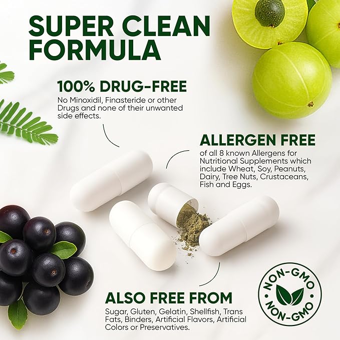 Tru Bloom Hair Growth Vitamins - 1 Month Supply. Clinically Proven to Grow Fuller, Thicker Hair. Natural & Drug-Free with Biotin, MSM, Zinc, D3 + Hair Superfoods. Non GMO