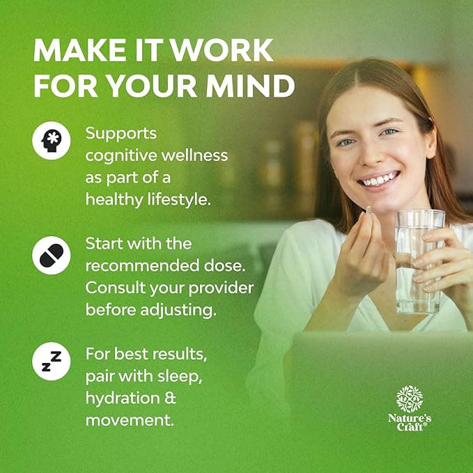 Nootropic Memory Supplement for Brain Support - Memory Pills for Brain Boost and Natural Energy Booster - Vitamin B 12 Bacopa Monnieri Rhodiola Rosea DMAE Ginkgo Biloba Phosphatidylserine Supplement