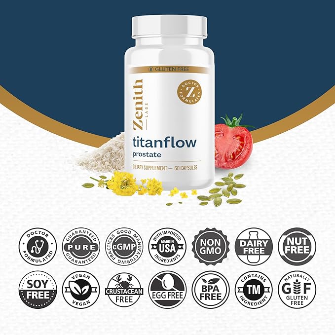 Zenith Labs - TitanFlow - Prostate Supplements for Men - with Pumpkin Seed Oil to Support Urinary and Prostate Health