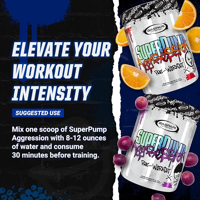 Gaspari Nutrition SuperPump Aggression Pre-Workout: Energy, Focus, Endurance and Recovery, with Creatine and Caffeine (25 Servings, Mayhem Mango)