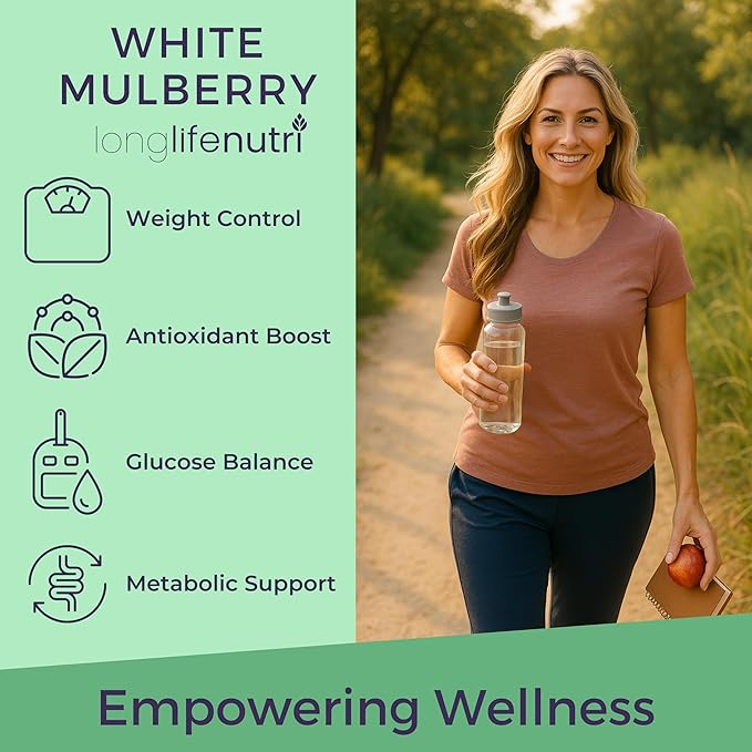 White Mulberry Leaf Extract 500mg - Sourced from Morus Alba Leaf, 200 Vegetarian Capsules, Supplement for Natural Balance and Wellness, 200-Day Supply, GMP Certified, Made in USA