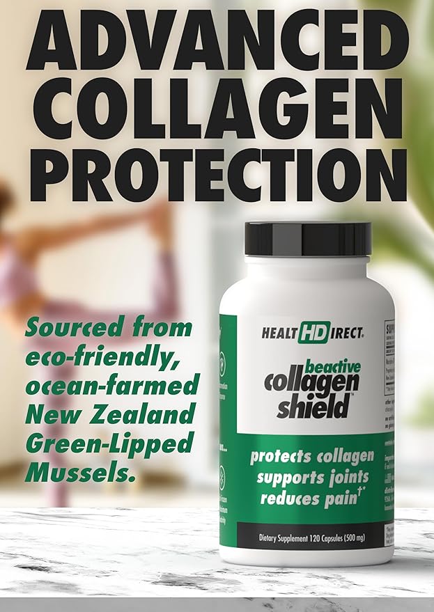 HEALTH DIRECT - BeActive Collagen Shield - 120 Capsules - Advanced Green-Lipped Mussel Supplement for Collagen Protection - Supports Collagen in Skin, Joints and Muscles