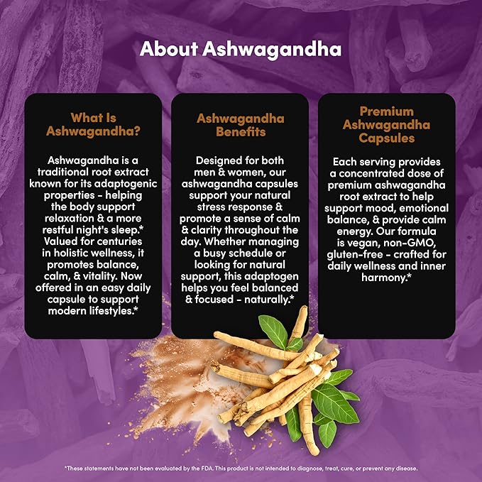 Ashwagandha 600 mg - Pure Supplement for Men & Women - Herbal Root Extract Tablets - Vegan, Gluten Free, Dairy Free, Non-GMO - 30 Capsules