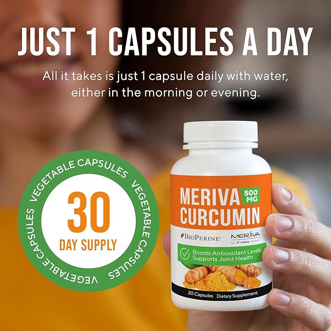 NERVE RENEW Meriva Curcumin 500mg with Bioperine Antioxidant Boost Nerve Support Supplement - 3 Pack