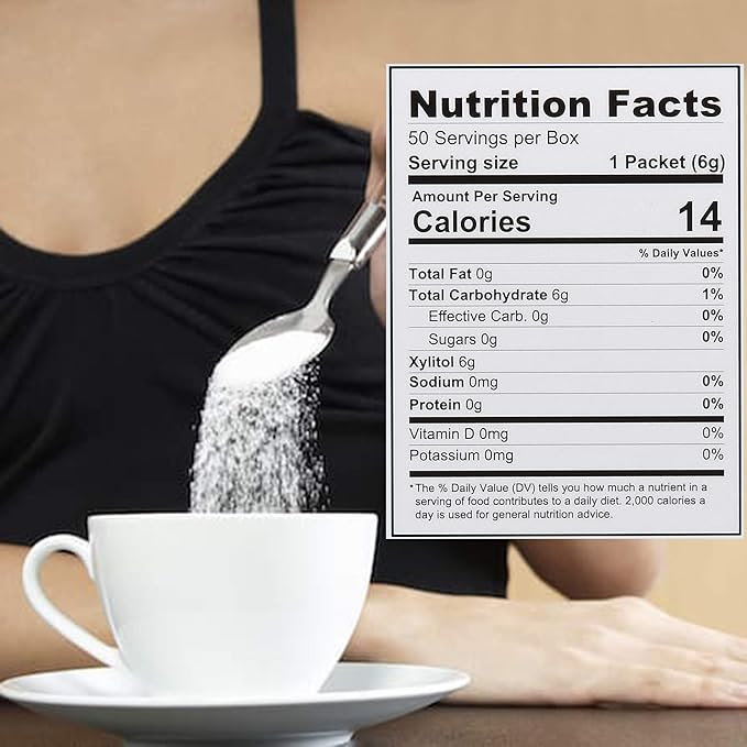 Health Garden Birch Xylitol Sweetener - 50 Packets - Pure Birch Xylitol - Non GMO, Kosher, and Made in the U.S.A. - Ideal Powdered Sugar Substitute - Non-GMO Sugar Alternative