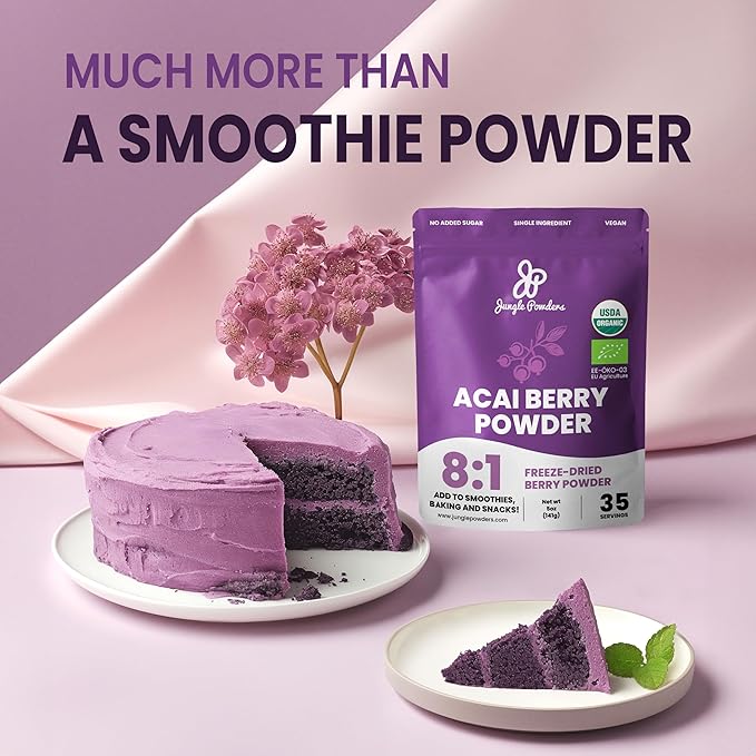 Organic Acai Powder 5 Ounce Bag Freeze Dried Acai Berry Powder from Whole Berries, Antioxidant-Rich Acai Powder Organic for Smoothie Bowls, Acai Berries Superfood Smoothie Powder
