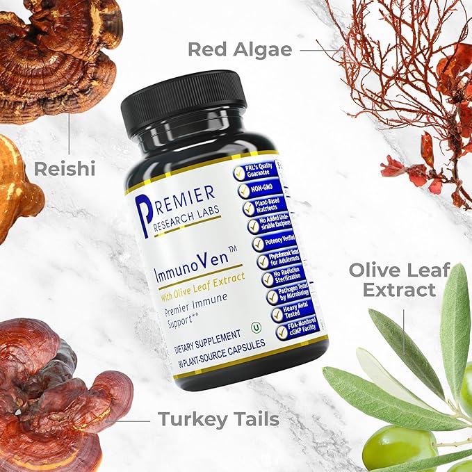 Premier Research Labs ImmunoVen - Immune Health Capsules, Olive Leaf Extract Capsules, Immune Support & Heart Health, Wellness Pills for Men & Women - 90 Vegetarian Capsules