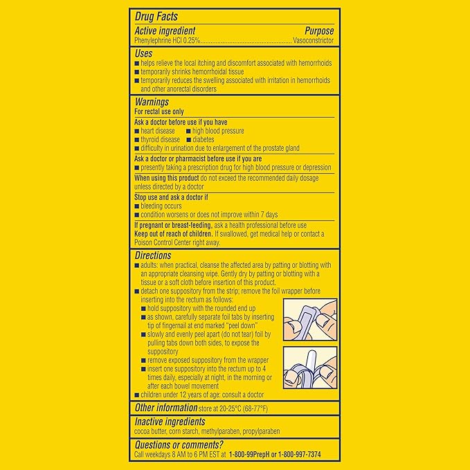 PREPARATION H Hemorrhoid Symptom Treatment Suppositories, Burning, Itching and Discomfort Relief (48 Count)