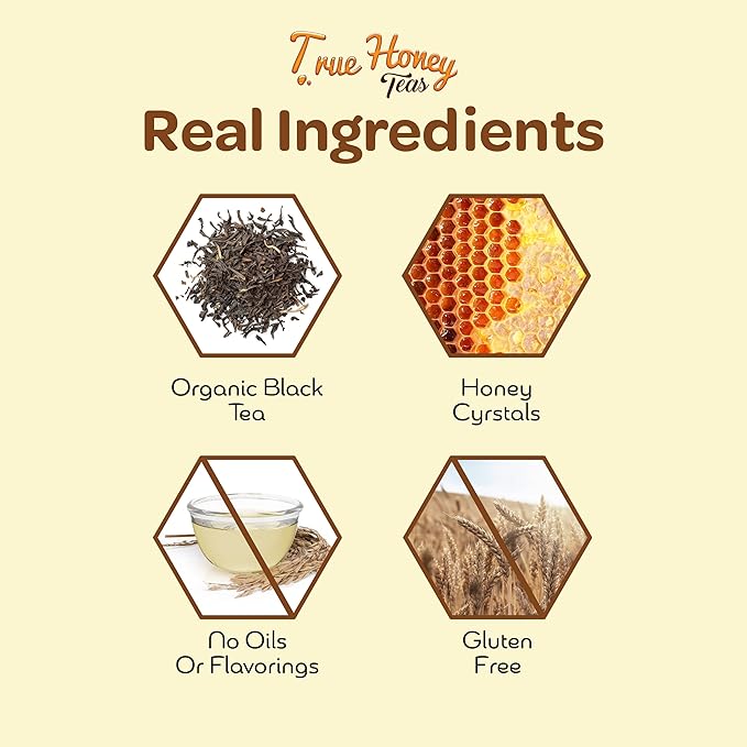 True Honey English Breakfast Tea Pods - Honey Crystals Blended in Every Tea Pod - Strong Antioxidant Support - All Natural Organic Herbal Caffeinated Tea 22 Count
