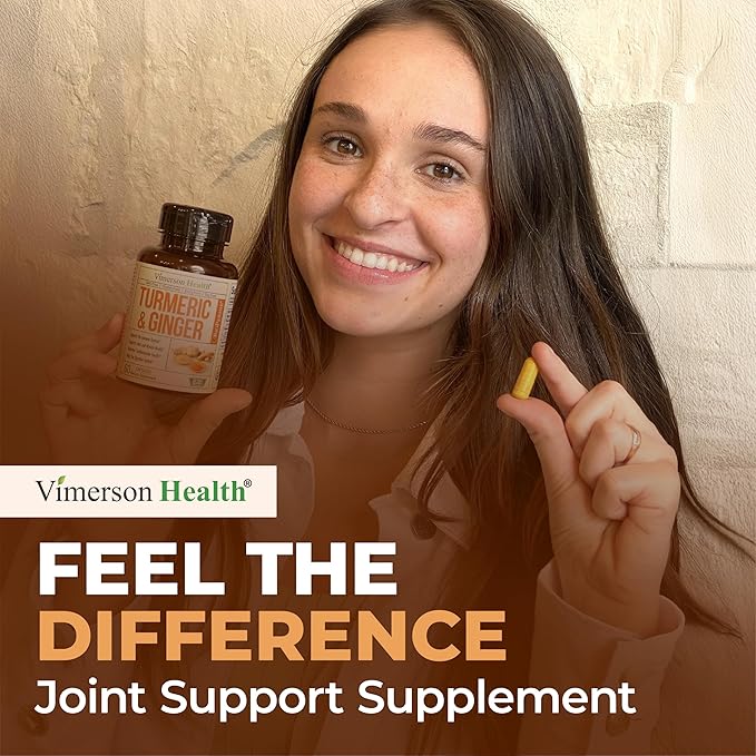 Turmeric Curcumin Supplement with Ginger for Joint Support, Digestive & Gut Health - Contains Organic Turmeric Curcumin with Black Pepper (Bioperine) for Enhanced Absorption - 60 Ginger Root Capsules