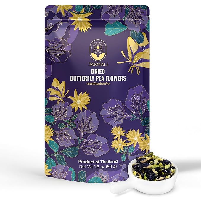 Jasmali Butterfly Pea Flower Tea - 1.8 oz Loose Leaf, Herbal, Caffeine Free, Vegan, Gluten Free, Thai Organic