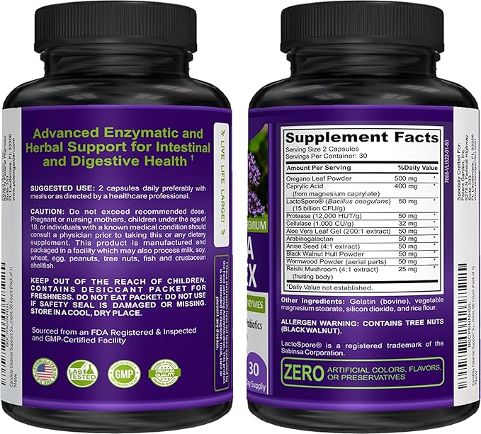 Potent Garden Candida Complex - Oregano and Caprylic Acid Blend, Gut Flora Balance Complex, Intestinal Health & Immune Support with Herbs & Probiotics, Gut Health Supplements for Women & Men 60 Count